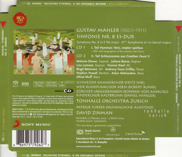 Gustav Mahler, David Zinman, Melanie Diener · Juliane Banse · Lisa Larsson · Yvonne Naef · Birgit Remmert · Anthony Dean Griffey · Stephen Powell (4) · Alfred Muff · Ildar Abdrazakov, Schweizer Kammerchor, WDR Rundfunkchor Köln, Zürcher Sängerknaben, Kind : Symphony No. 8 (SACD, Hybrid)