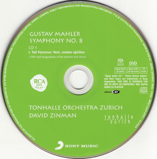 Gustav Mahler, David Zinman, Melanie Diener · Juliane Banse · Lisa Larsson · Yvonne Naef · Birgit Remmert · Anthony Dean Griffey · Stephen Powell (4) · Alfred Muff · Ildar Abdrazakov, Schweizer Kammerchor, WDR Rundfunkchor Köln, Zürcher Sängerknaben, Kind : Symphony No. 8 (SACD, Hybrid)