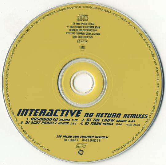 Interactive : No Return (Remixes) (CD, Maxi)