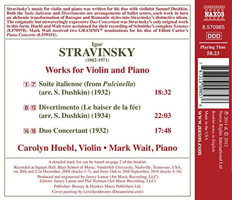 Igor Stravinsky, Carolyn Huebl, Mark Wait : Stravinsky: Works for Violin and Piano (CD, Album)
