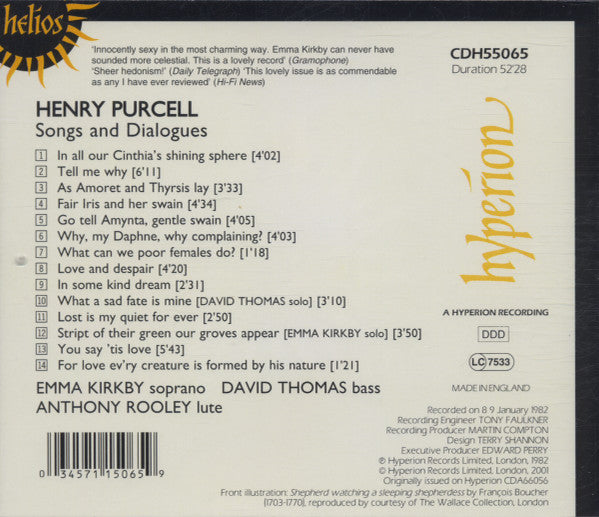 Purcell* / Emma Kirkby, David Thomas (9), Anthony Rooley : Songs And Dialogues (CD, Album, RE)