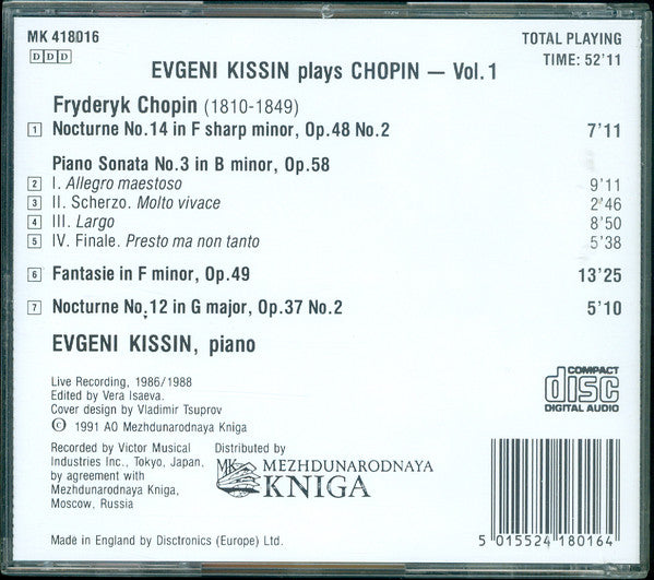Frédéric Chopin, Yevgeny Kissin : Evgeni Kissin Plays Chopin -- Vol. 1 (CD)