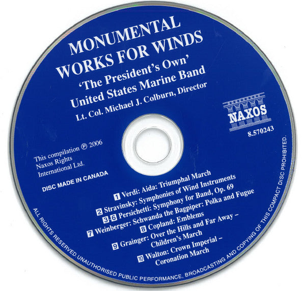 &#39;The President&#39;s Own&#39; United States Marine Band* : Monumental Works For Winds (CD, Album, Comp)