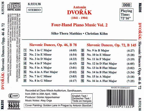 Dvorak*, Silke-Thora Matthies, Christian Köhn : Four-Hand Piano Music Vol.2 (CD)