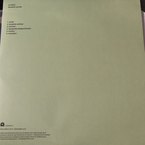 Ice Baths : Decadent Sprinter (12&quot;, S/Sided, EP, Ltd, Whi)