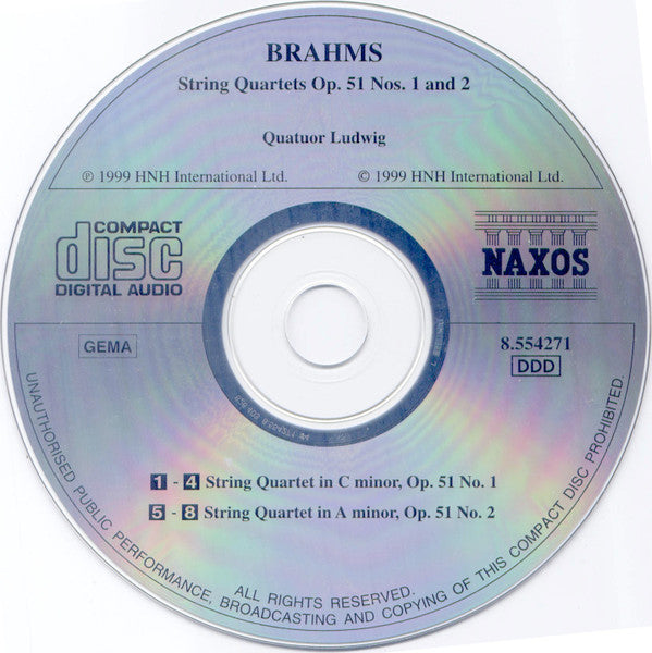 Brahms*, Quatuor Ludwig : String Quartets Op. 51 Nos. 1 and 2 (CD, Album)