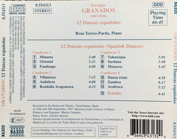 Enrique Granados, Rosa Torres-Pardo : Twelve Spanish Dances (CD, Album)