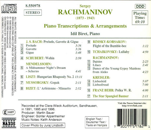 Rachmaninov* - Idil Biret : Piano Transcriptions And Arrangements (CD)