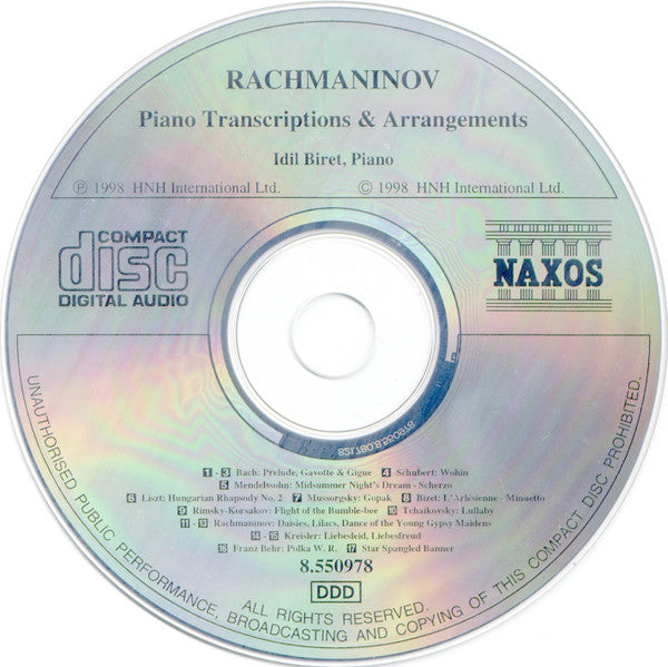 Rachmaninov* - Idil Biret : Piano Transcriptions And Arrangements (CD)