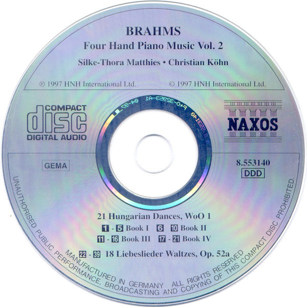 Brahms*, Silke-Thora Matthies, Christian Köhn : Four Hand Piano Music Vol. 2 (CD, Album)