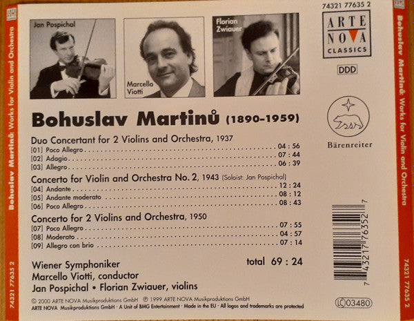 Bohuslav Martinů - Wiener Symphoniker, Marcello Viotti, Jan Pospichal, Florian Zwiauer : Works For Violin And Orchestra (CD)
