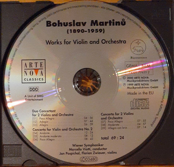 Bohuslav Martinů - Wiener Symphoniker, Marcello Viotti, Jan Pospichal, Florian Zwiauer : Works For Violin And Orchestra (CD)