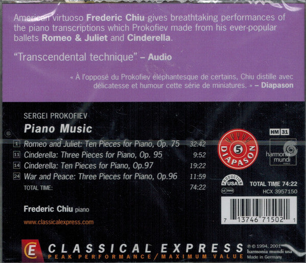 Prokofiev* - Frederic Chiu : Piano Music: Romeo &amp; Juliet Op.75 / Cinderella Op.95 &amp; Op.97  (CD, Album, RE)