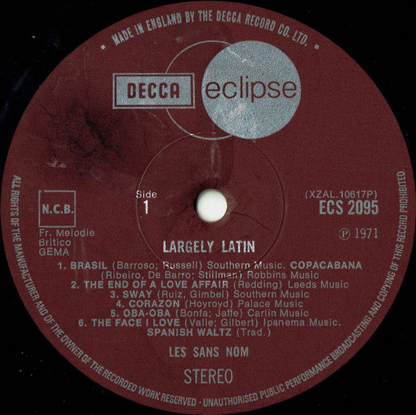 Les Sans Nom : Largely Latin (LP, Album)