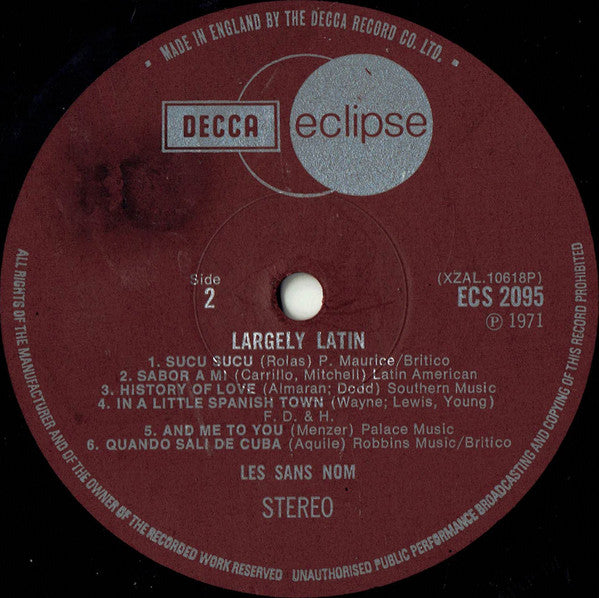Les Sans Nom : Largely Latin (LP, Album)