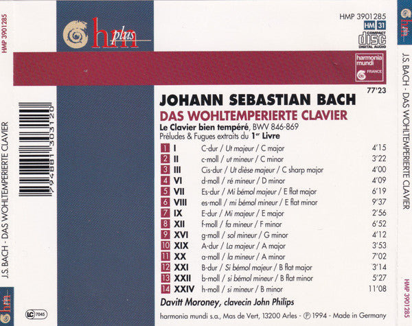 Bach* - Davitt Moroney : Le Clavier Bien Tempéré = Das Wohltemperierte Klavier (CD, Album)