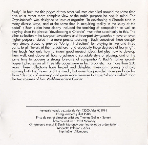 Bach* - Davitt Moroney : Le Clavier Bien Tempéré = Das Wohltemperierte Klavier (CD, Album)