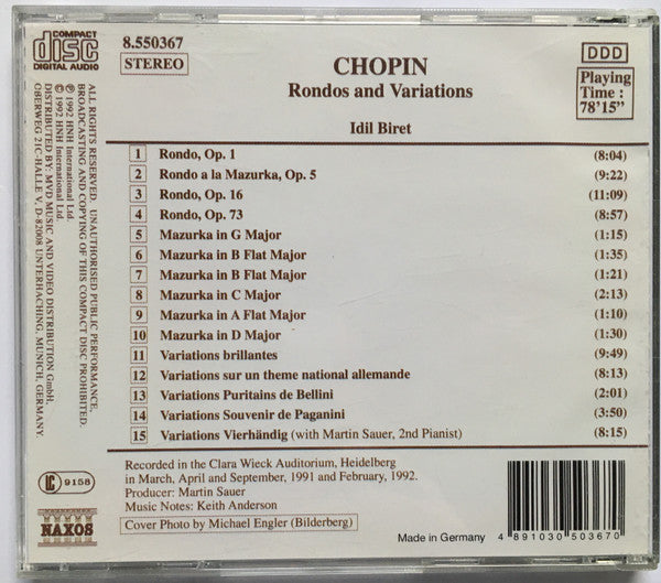 Frédéric Chopin, Idil Biret : Rondos And Variations (CD, Album)