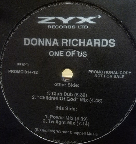 Donna Richards : One Of Us (12&quot;, Promo)
