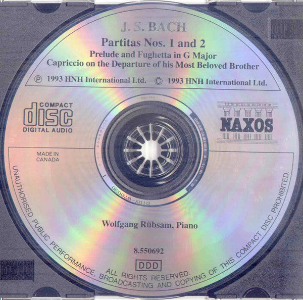 Johann Sebastian Bach - Wolfgang Rübsam (2) : Partitas Nos. 1 And 2 (CD, Album, RE)
