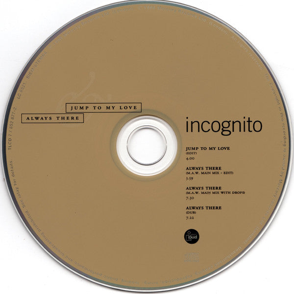 Incognito - Jump To My Love / Always There (CD, Single) (NM or M-)