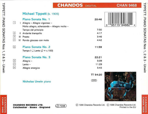 Michael Tippett* – Nicholas Unwin : Piano Sonatas Nos 1-3 (CD)