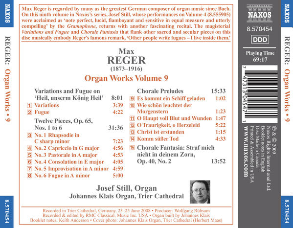 Max Reger, Josef Still : Organ Works Volume 9 (CD, Album)
