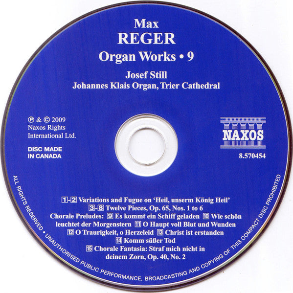 Max Reger, Josef Still : Organ Works Volume 9 (CD, Album)
