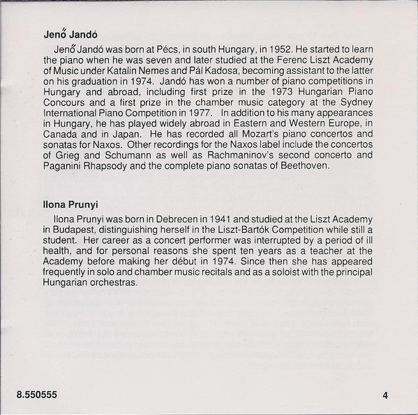 Schubert* - Jenő Jandó*, Ilona Prunyi : Piano Works For Four Hands (CD, Album)