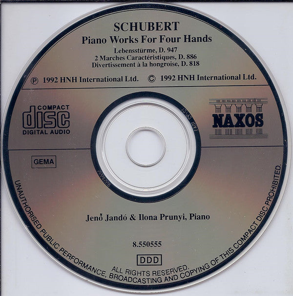 Schubert* - Jenő Jandó*, Ilona Prunyi : Piano Works For Four Hands (CD, Album)