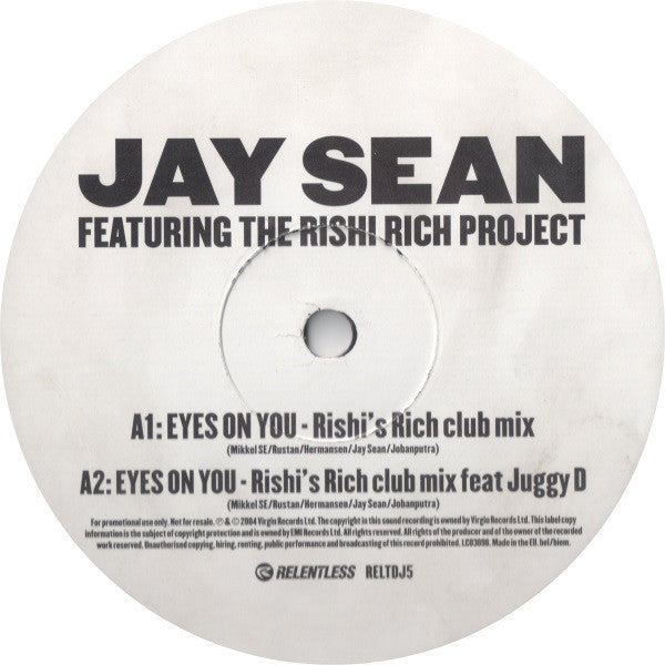 Jay Sean Featuring Rishi Rich : Eyes On You (12&quot;, Promo)