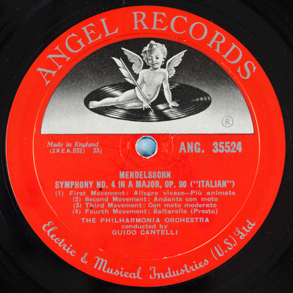 Guido Cantelli Conducting Philharmonia Orchestra, Franz Schubert, Felix Mendelssohn-Bartholdy : Symphony No. 8 In B Minor &quot;Unfinished&quot; / Symphony No. 4 In A Major - &quot;Italian&quot; (LP, Album, Mono, Dow)