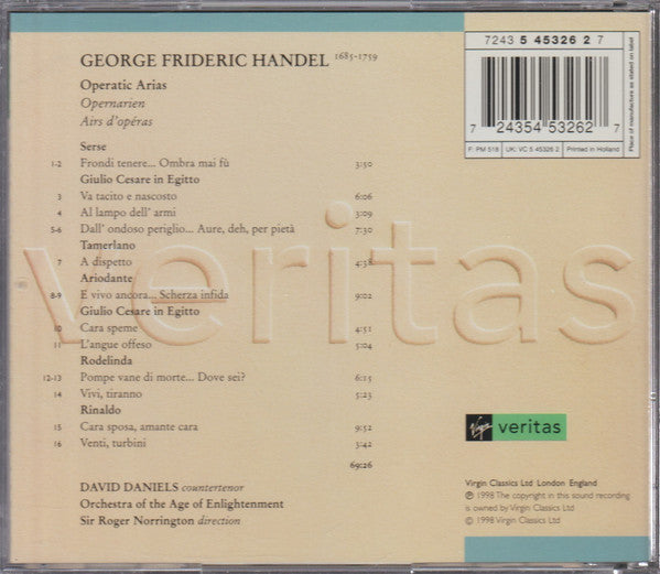 David Daniels (3), Orchestra Of The Age Of Enlightenment, Sir Roger Norrington* - Handel* : Operatic Arias (CD, Album)