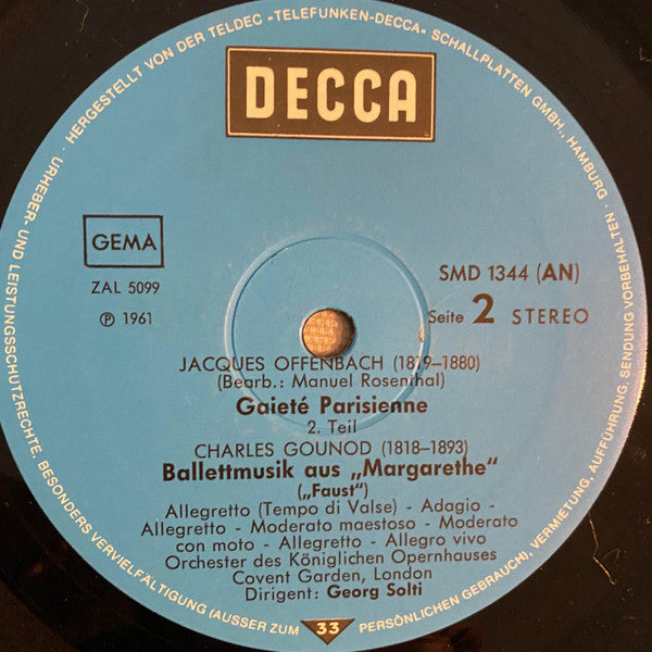 Offenbach* / Gounod*, Georg Solti, Royal Opera House Orchestra, Covent Garden* : Gaité Parisienne / Faust Ballet Music (LP)