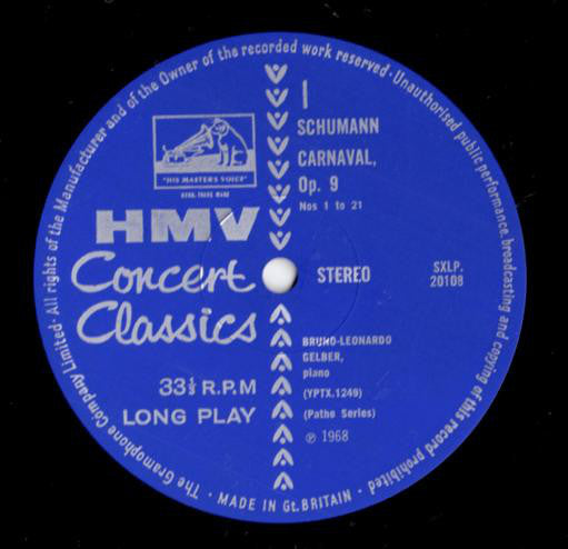 Robert Schumann - Bruno Leonardo Gelber : Gelber Plays Schumann: Carnaval &amp; Etudes Symphoniques (LP)