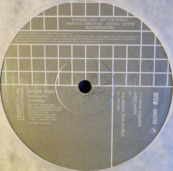 Josh Wink : Simple Man (12&quot;, Promo)