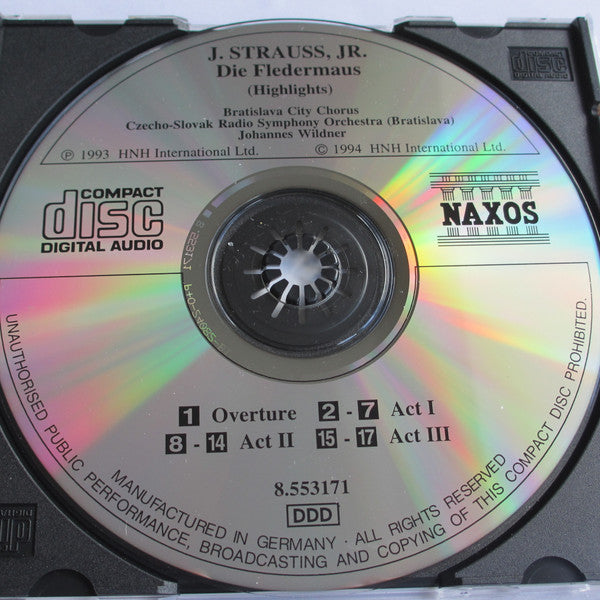 J. Strauss, Jr.*, Fontana* / Hopferwieser* / Dickie* / Karwautz* / Rohangiz Yachmi-Caucig* / Martin* / Werner* / Bratislava City Chorus* / Orchestra (Bratislava)* / Johannes Wildner : Die Fledermaus (Highlights) (CD)