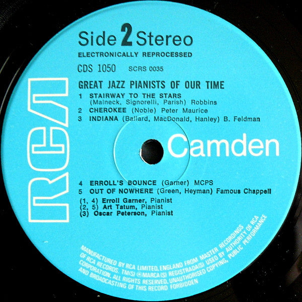 Oscar Peterson / Erroll Garner / Art Tatum : Great Jazz Pianists (LP, Comp)