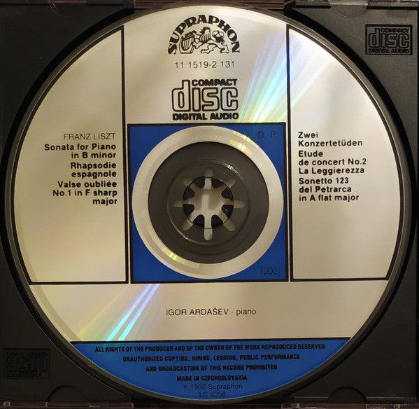 Franz Liszt, Igor Ardašev : Liszt Recital (CD, Album)