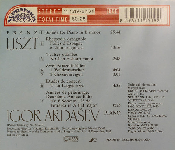 Franz Liszt, Igor Ardašev : Liszt Recital (CD, Album)