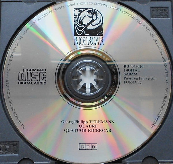 Georg Philipp Telemann, Quatuor Ricercar : Quadri A Violino, Flauto, Viola Di Gamba E Fondamento (CD)