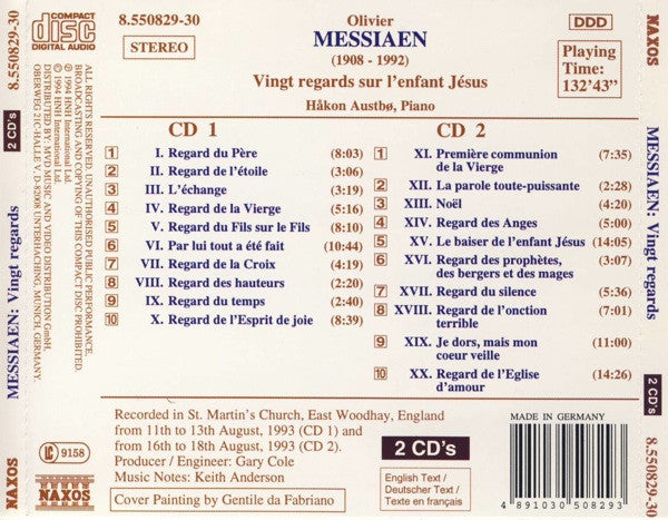 Messiaen* - Håkon Austbø : Vingt Regards Sur L&#39;enfant Jésus (2xCD, Son)