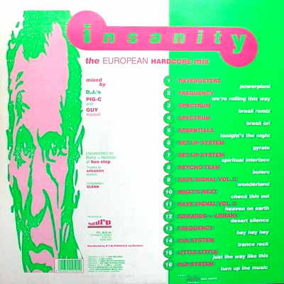 Various : Insanity (The European Hardcore Mix) (CD, Mixed)