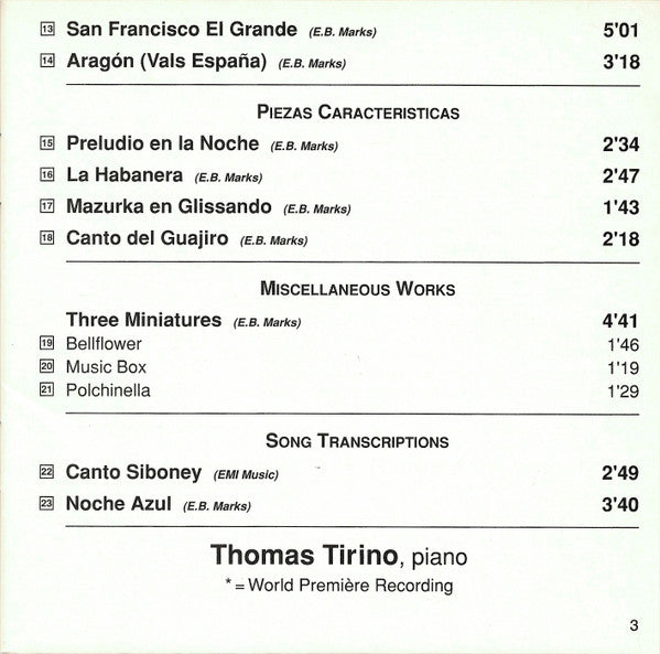 Ernesto Lecuona - Thomas Tirino, Polish National Radio Symphony Orchestra*, Michael Bartos : The Complete Piano Music Volume 1 Including Malagueña And Canto Siboney (CD, Album)