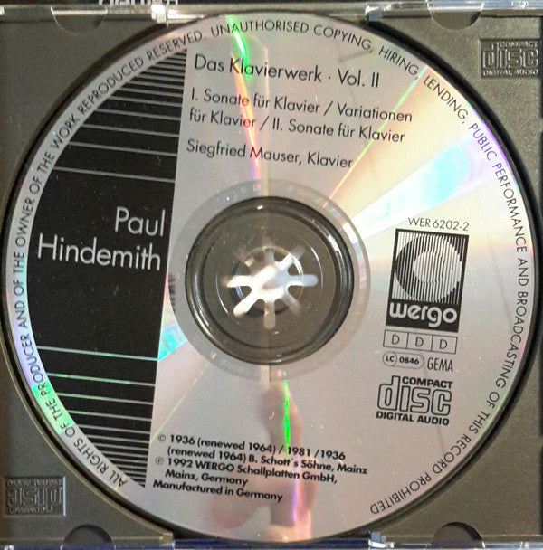 Paul Hindemith : Das Klavierwerk Vol. II (CD)