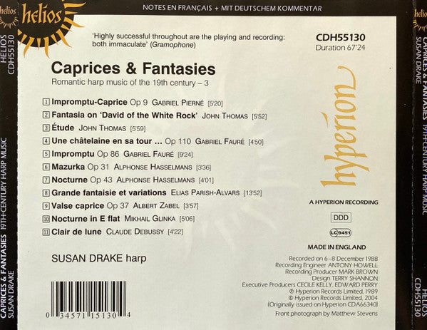 Susan Drake : Caprices &amp; Fantasies (Romantic Harp Music Of The 19th Century – Vol 3) (CD, Album, RE)
