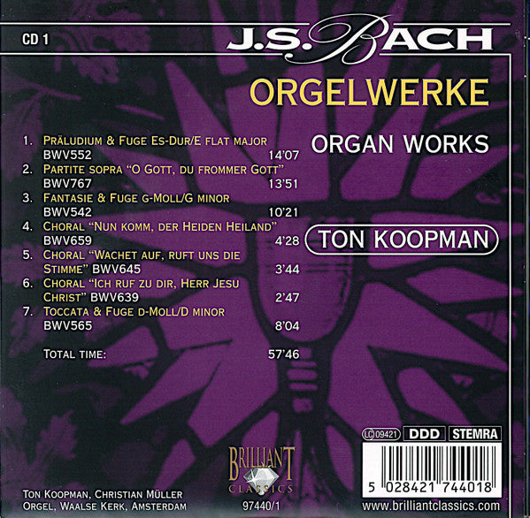 Johann Sebastian Bach, Ton Koopman : Orgelwerke = Organ Works (6xCD + Box)