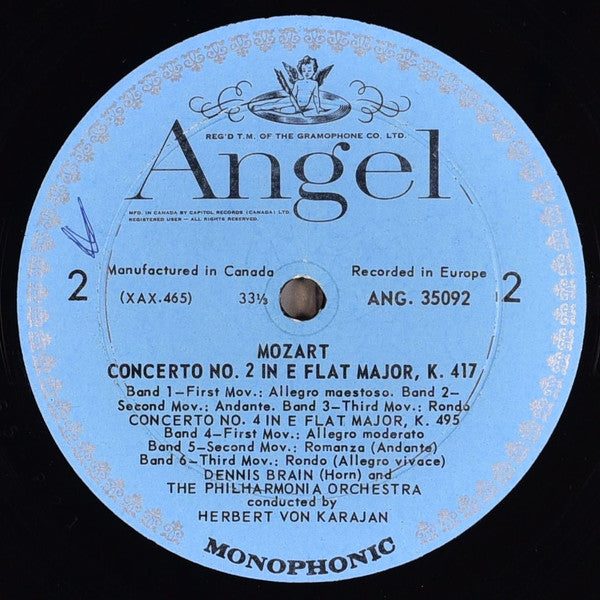Mozart* / Dennis Brain, Philharmonia Orchestra, Herbert von Karajan : Horn Concertos (LP, Mono, RE)
