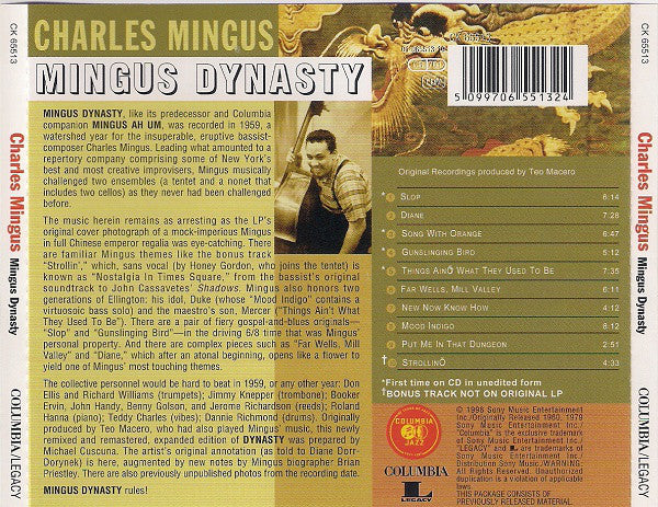 Charles Mingus And His Jazz Group : Mingus Dynasty (CD, Album, RE, RM)