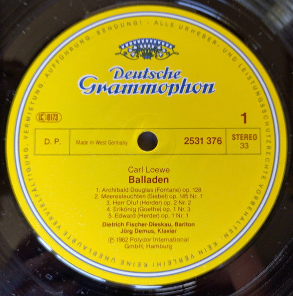 Loewe* - Dietrich Fischer-Dieskau • Jörg Demus : Balladen (LP)